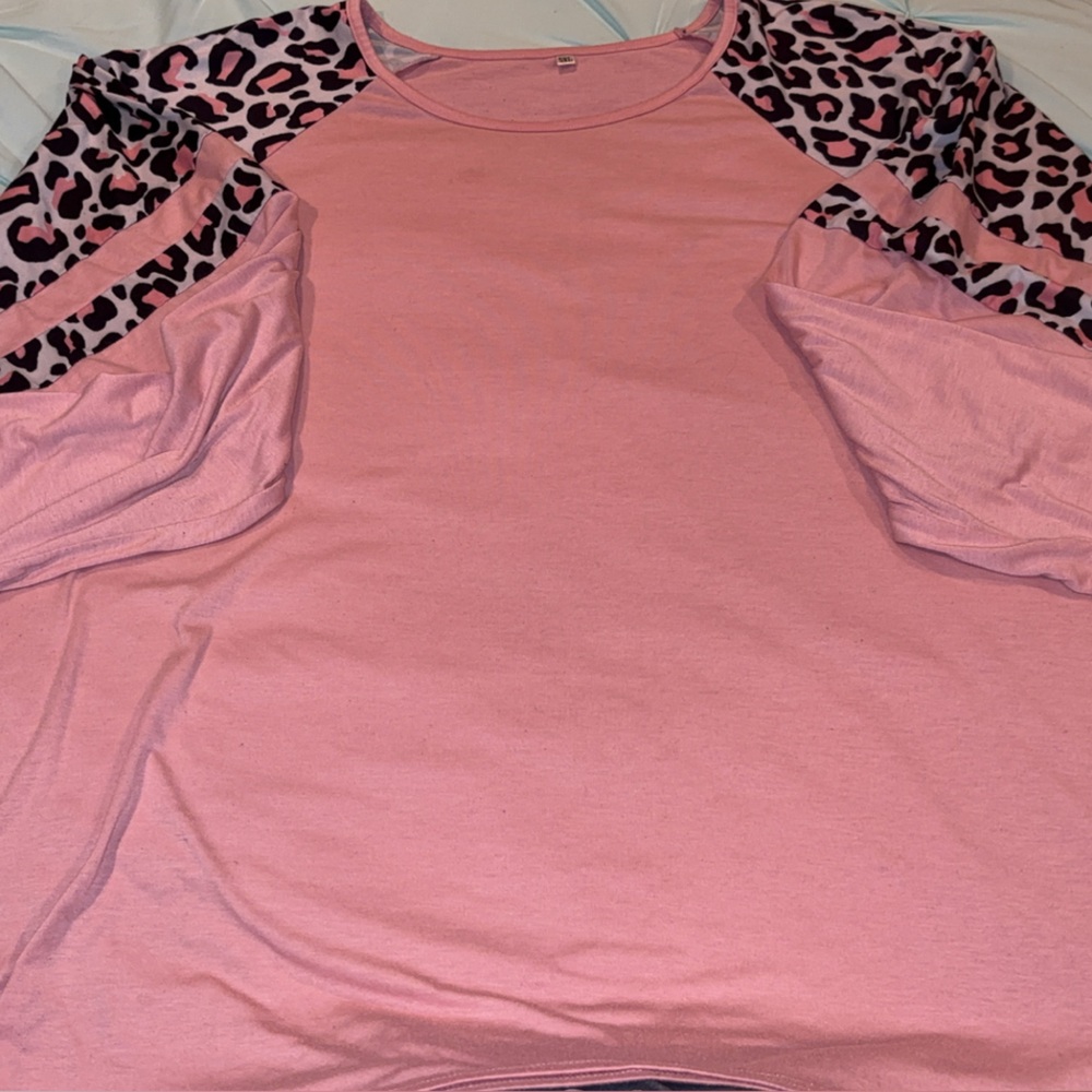Pink Leopard Print Sleeve Top